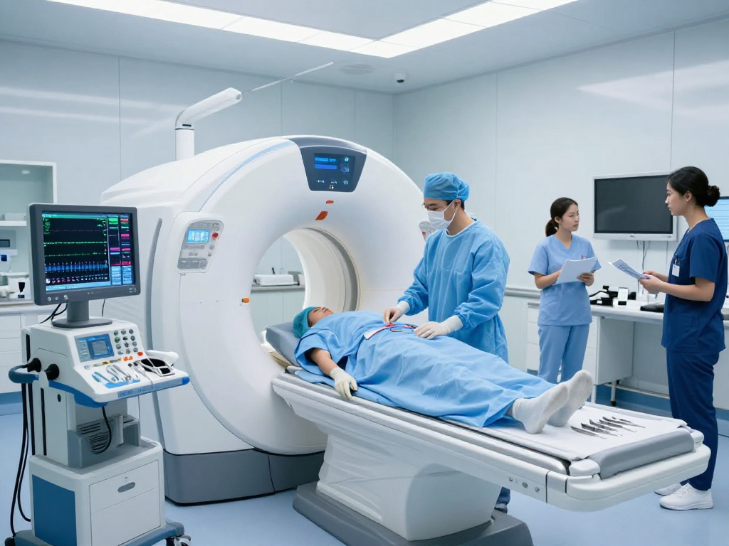Interventional radiologist UAE preparing advanced imaging equipment in a modern healthcare lab setting.