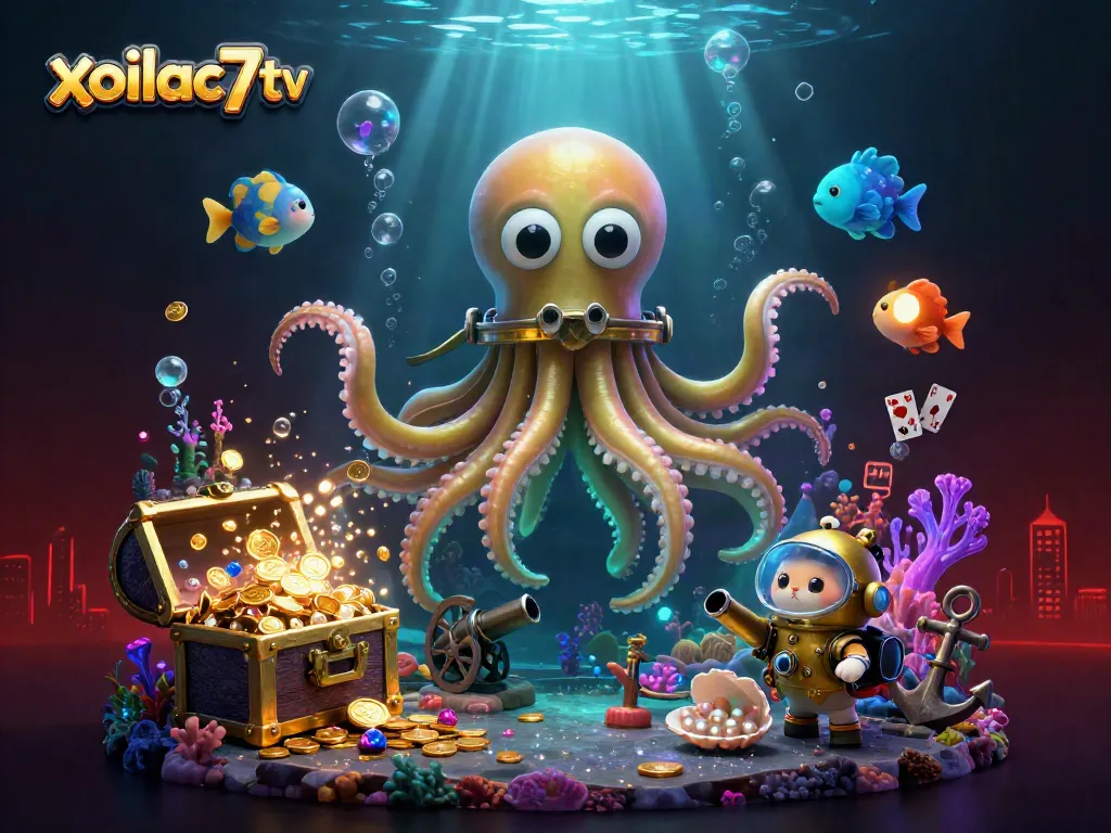 Experience thrilling action with xoilac7tv as the kraken emerges from treasure-filled depths.